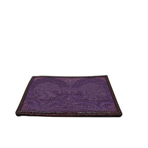 Coach Purple Jacquard Leather Card Case
